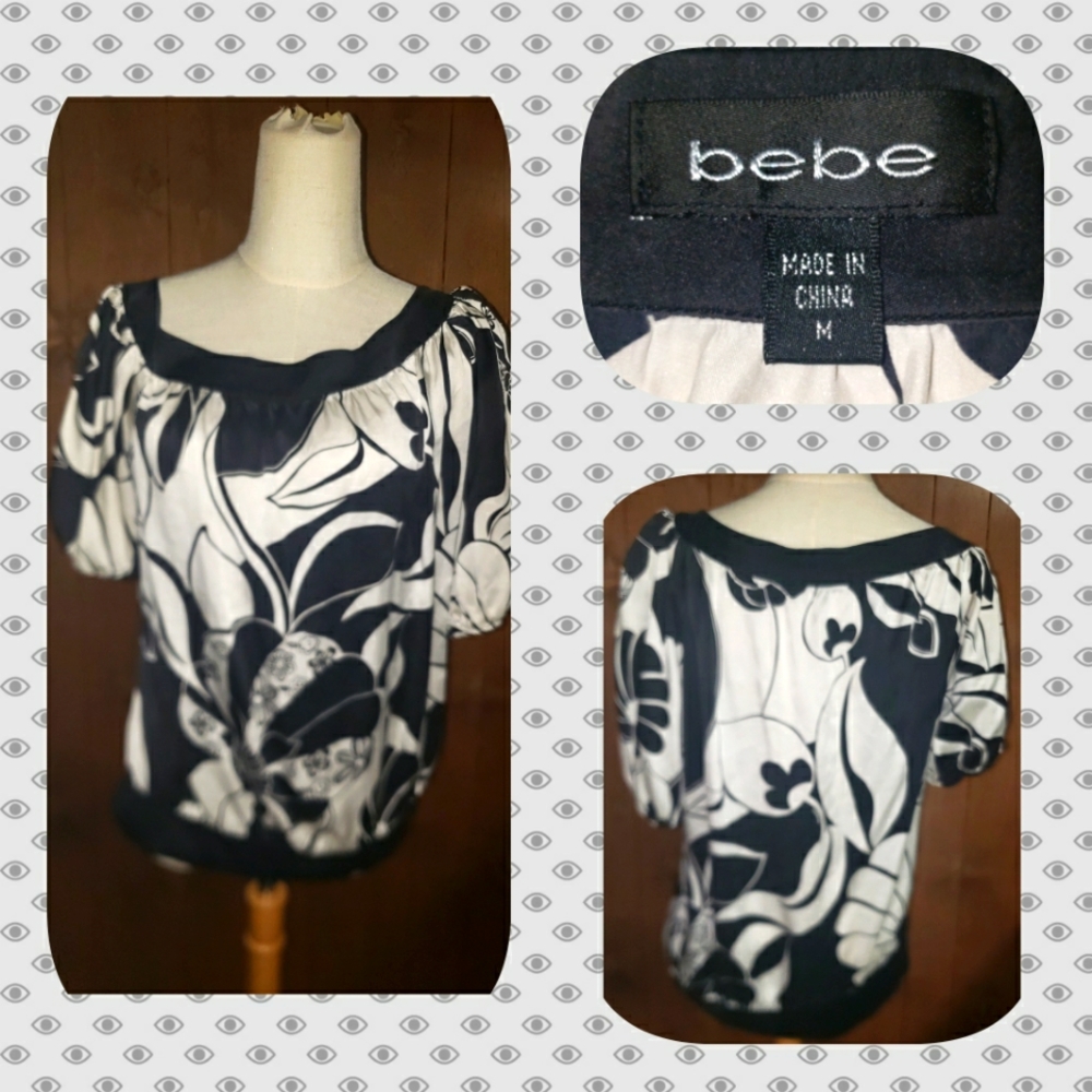 🦄Bebe Black And White Top